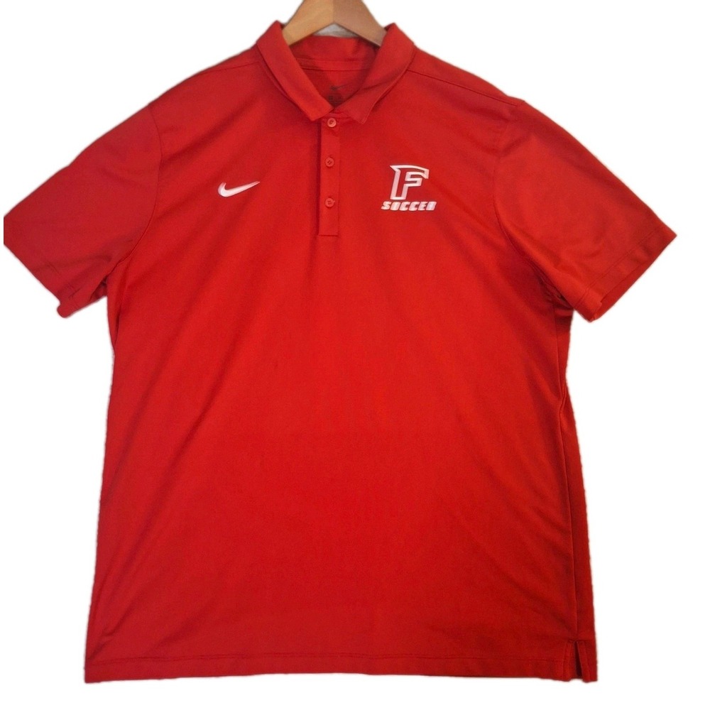 Nike Fairfield University Stags Soccer Polo Shirt Men's XL Red Dri-FIT Logo